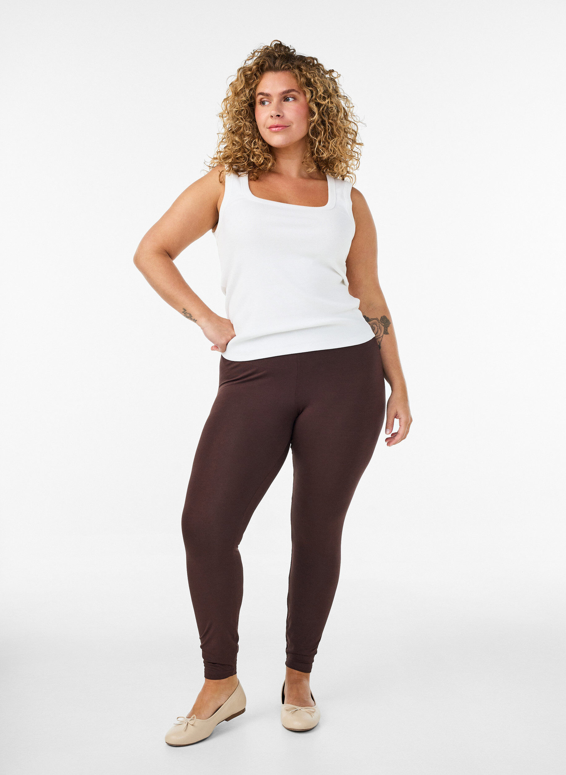 ZizziLeggings basiques en viscose, Marron, Model image number 1