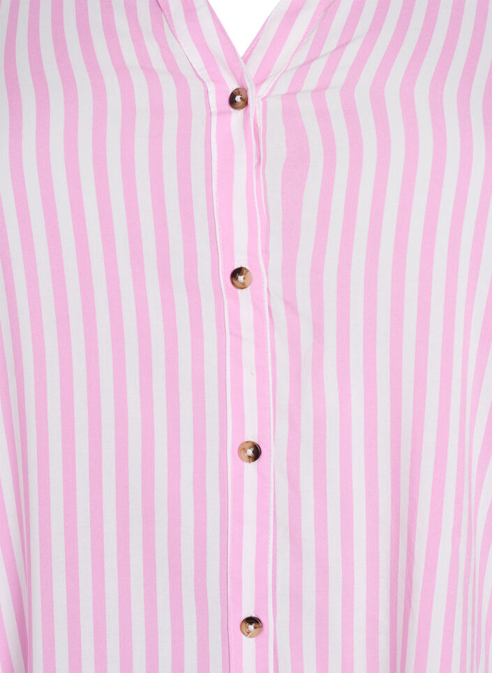 FLASH - Chemise rayée avec manches retroussées, Rose, Packshot image number 2