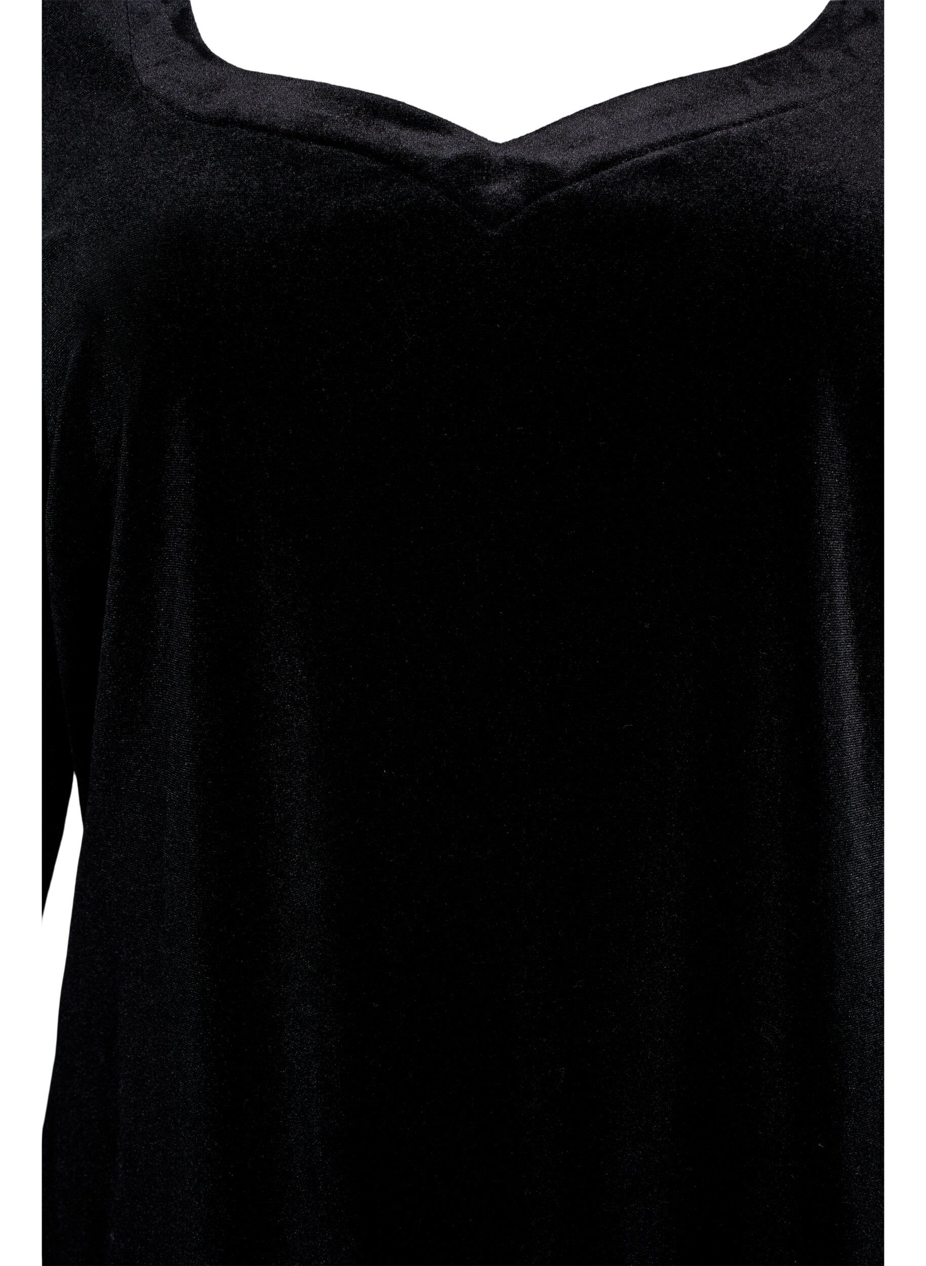 Zizzi Blouse en velours &agrave; manches longues, Black, Packshot image number 2