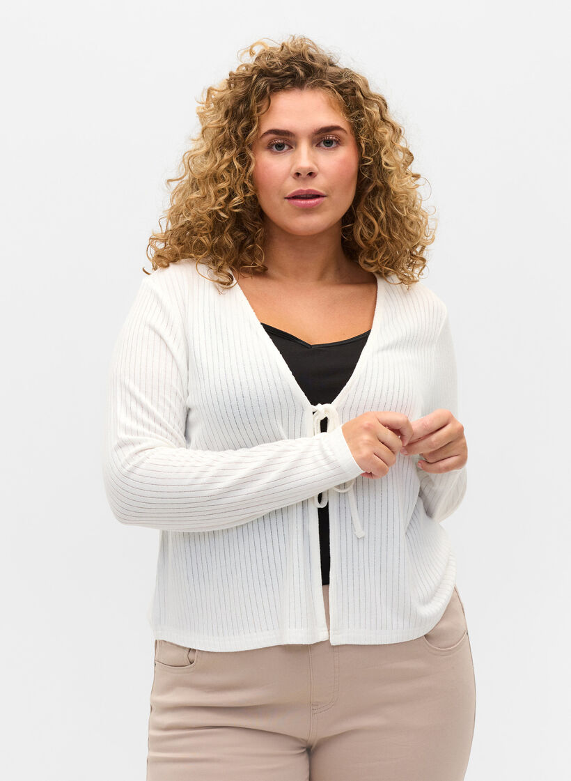 Gilet côtelé avec cordon, White, Model image number 0