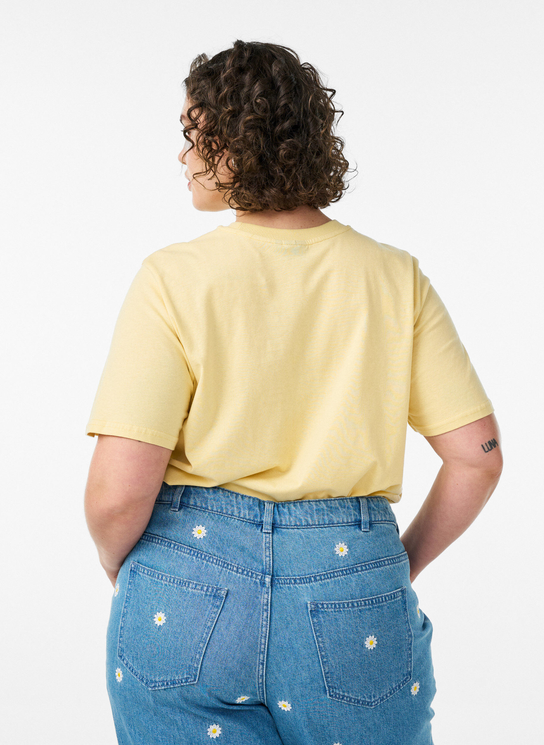 ZizziT-shirt en coton avec imprim&eacute;, Jaune clair, Model image number 2