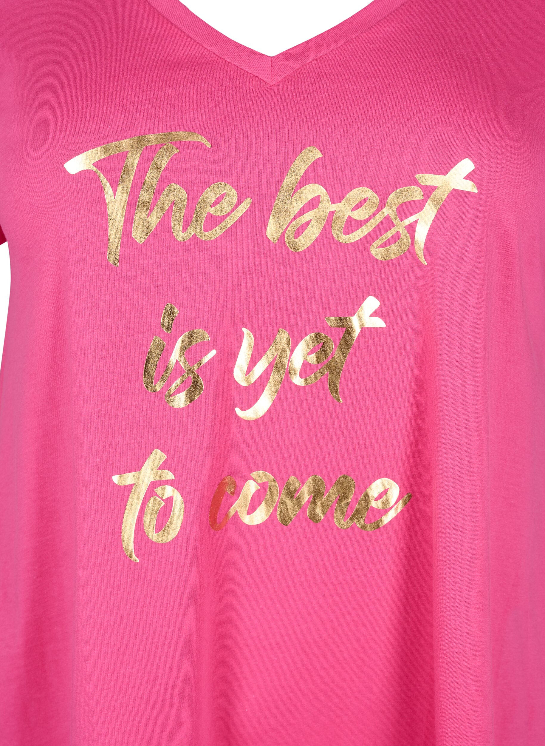 Zizzi T-shirt en coton &agrave; manches courtes, Raspberry S. Best, Packshot image number 2