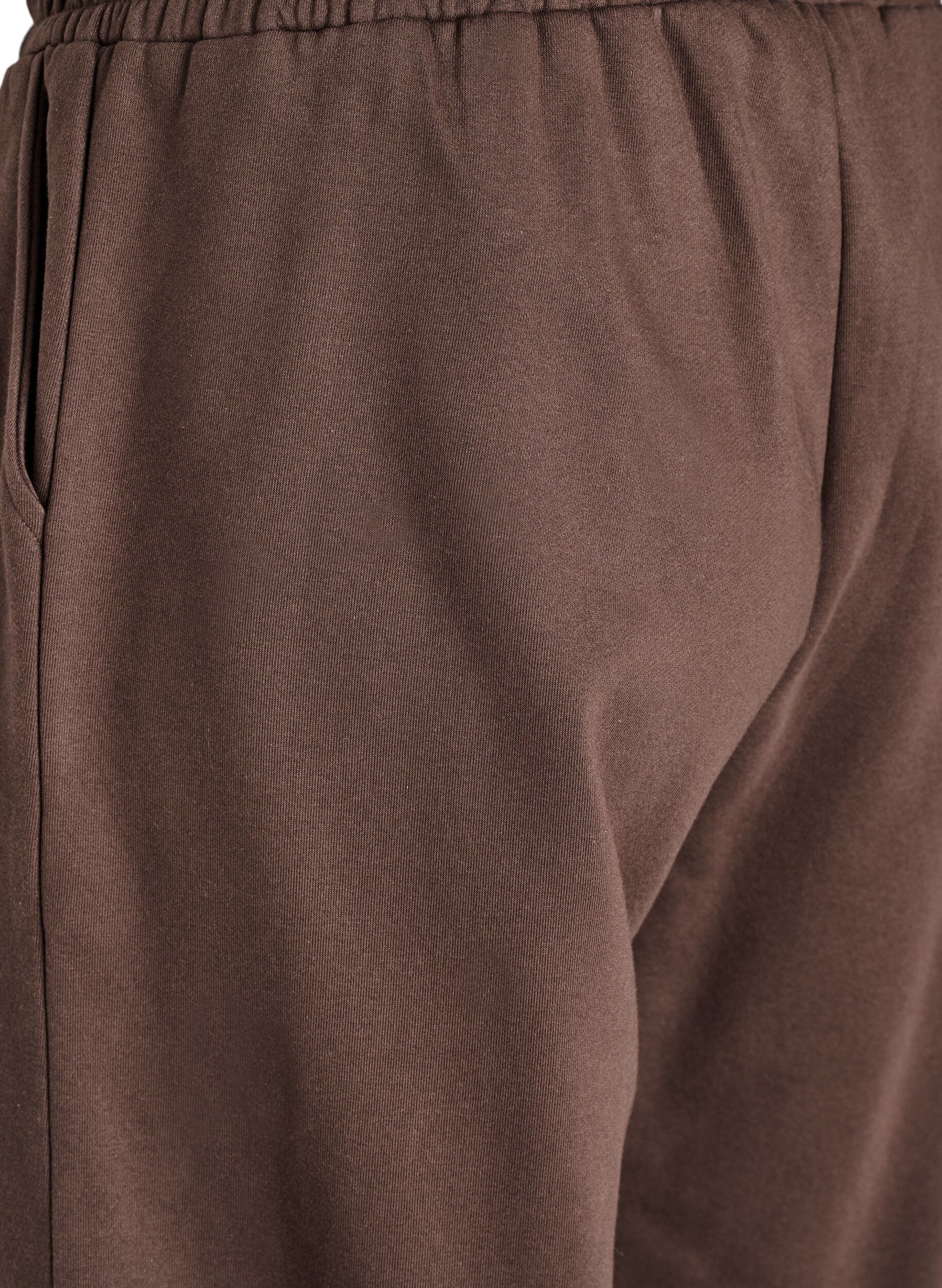 Zizzi Pantalon de jogging taille haute avec poches, Marron, Packshot image number 3