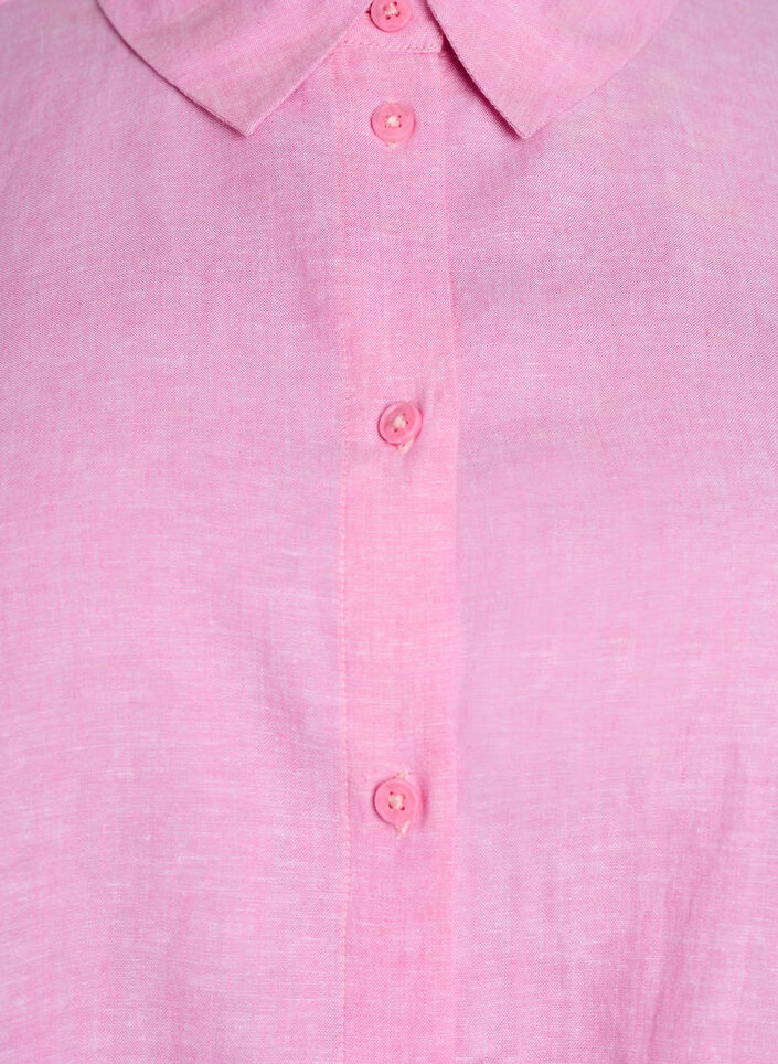 Chemise &agrave; manches courtes en lin et viscose, Rose, Packshot image number 2