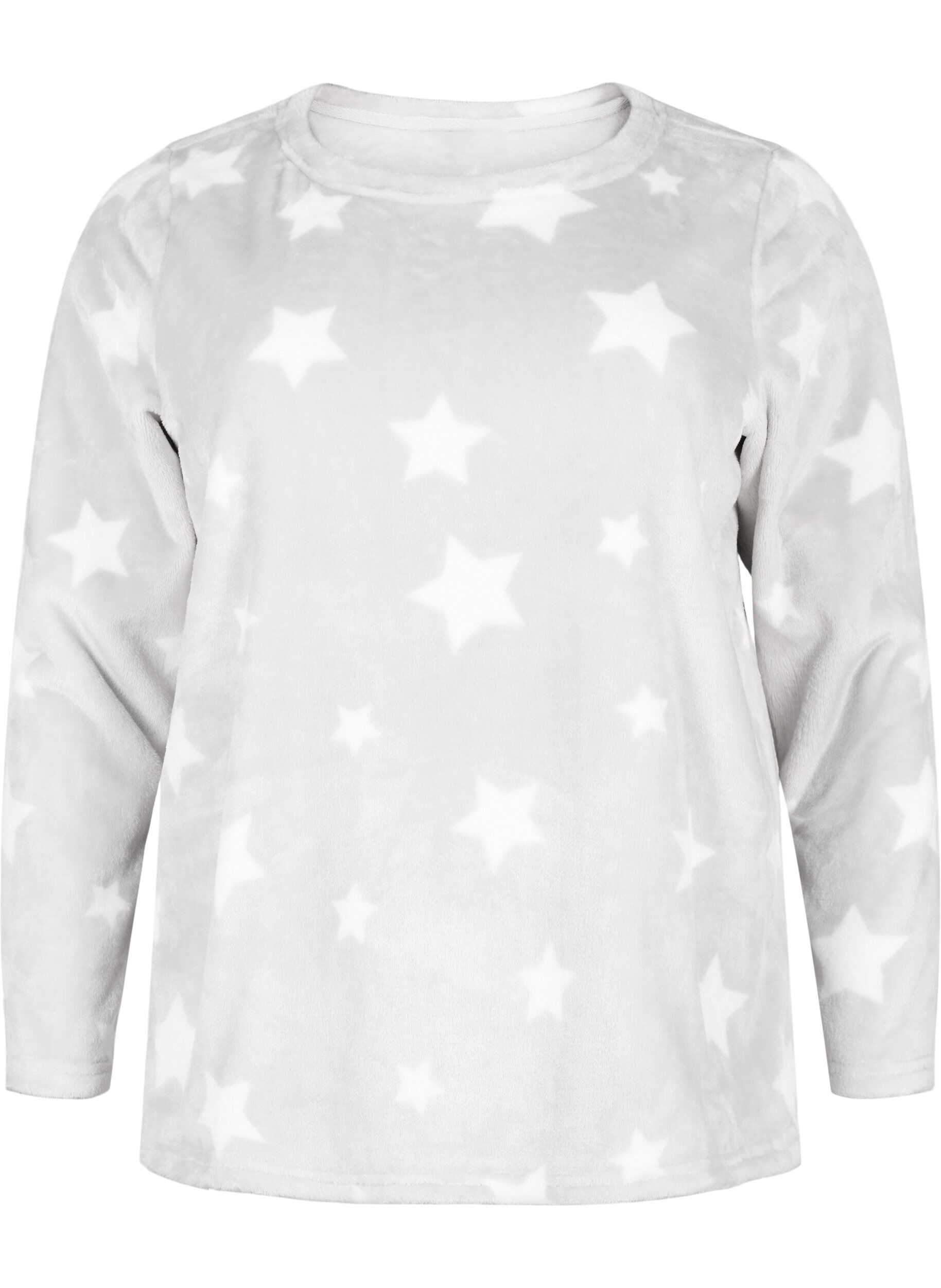 Zizzi Blouse &agrave; manches longues avec des &eacute;toiles, Grey Star, Packshot image number 0