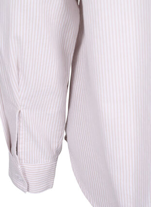 Chemise à manches longues en coton, White Taupe Stripe, Packshot image number 4