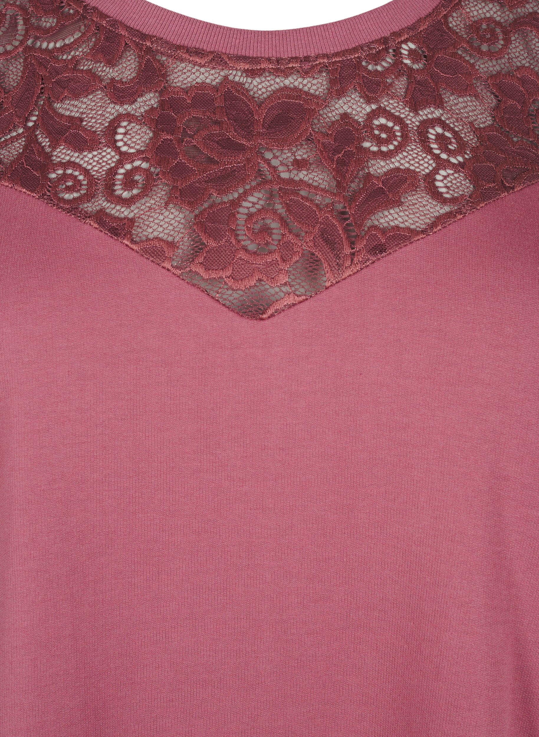 Zizzi Sweatshirt avec ornements en dentelle, Rose Brown, Packshot image number 2