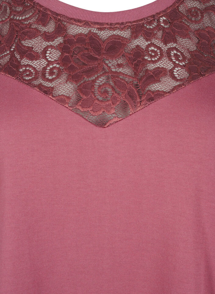 Sweatshirt avec ornements en dentelle, Rose Brown, Packshot image number 2