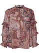 Blouse &agrave; imprim&eacute; cachemire et d&eacute;tails &agrave; volants, Mauve, Packshot image number 0