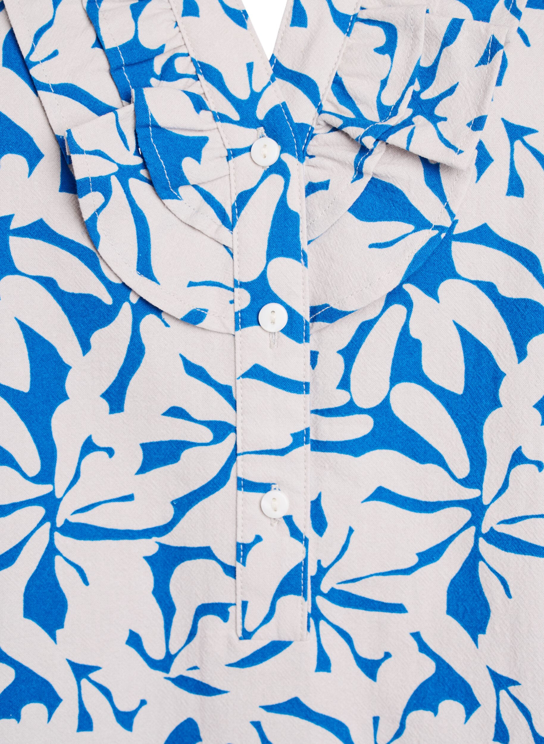 Zizzi Chemisier manches 3/4 en coton &agrave; rayures, Bleu, Packshot image number 2