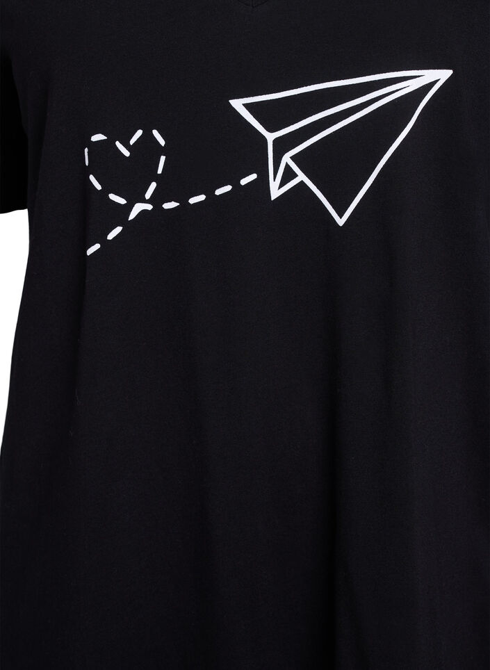 Chemise de nuit en coton biologique et à col en V, , Packshot image number 2