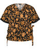 Blouse fleurie en coton avec lien &agrave; nouer, Orange, Packshot image number 0