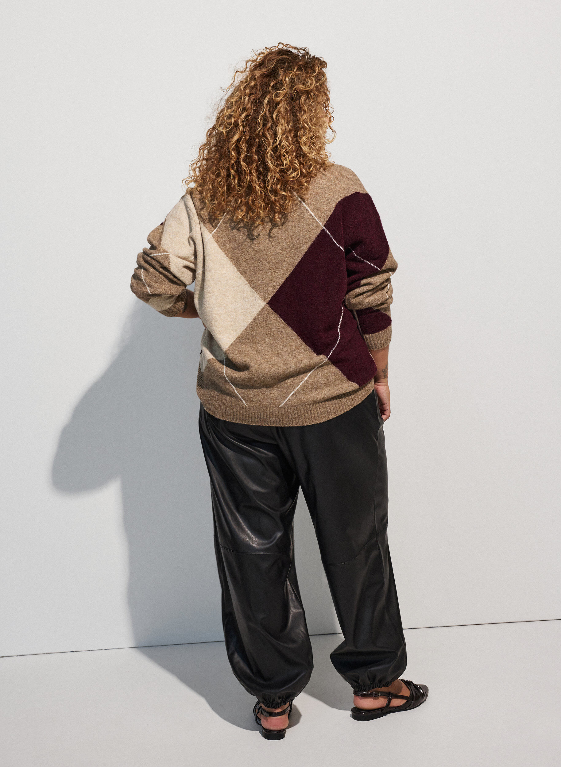ZizziTricot &agrave; motif arlequin, Camel, Model image number 2