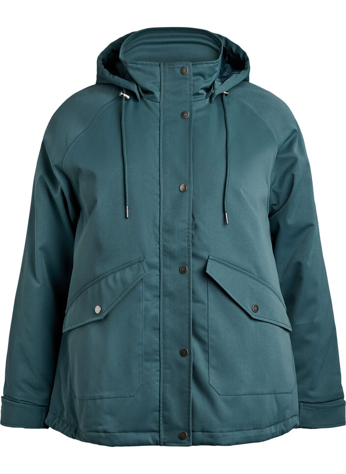 Parka matelass&eacute; avec une capuche amovible, Vert fonc&eacute;, Packshot image number 0