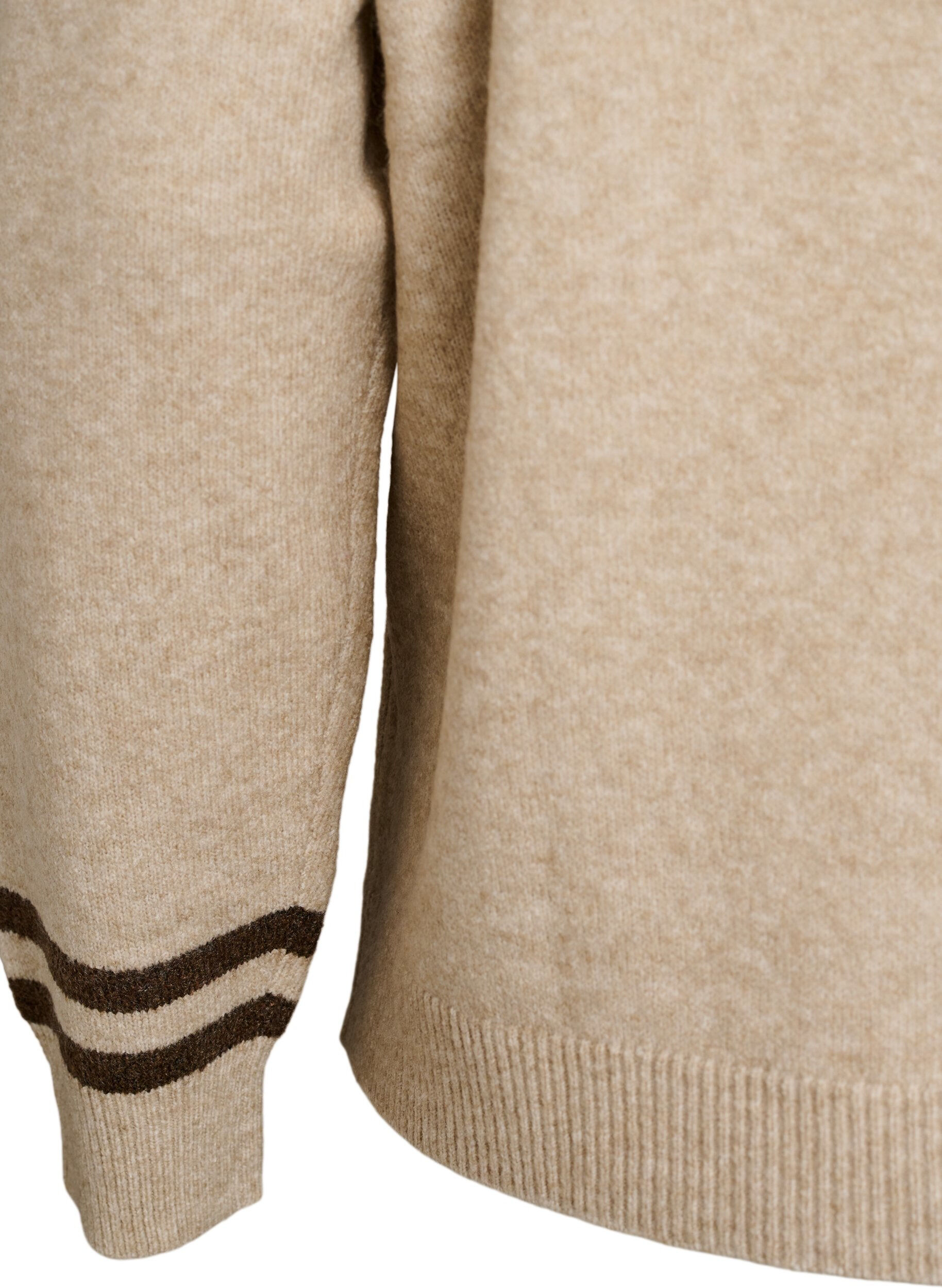 ZizziPull avec logo et rayures contrastantes, Beige, Packshot image number 3