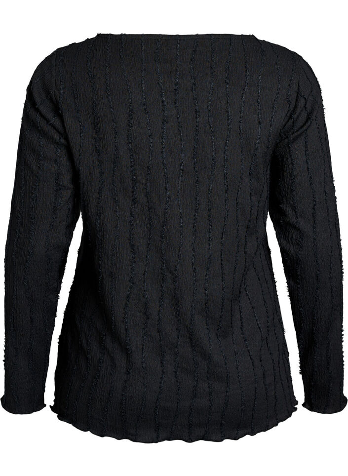 Blouse en jersey ondul&eacute;, Noir, Packshot image number 1