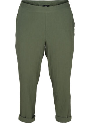 Pantalon en coton avec poches, Thyme, Packshot image number 0