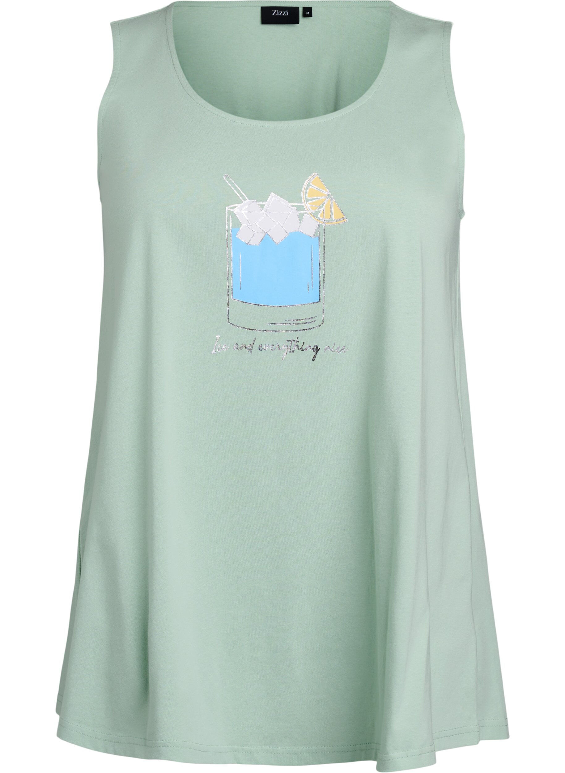 Zizzi Top en coton avec forme en A, Vert, Packshot image number 0