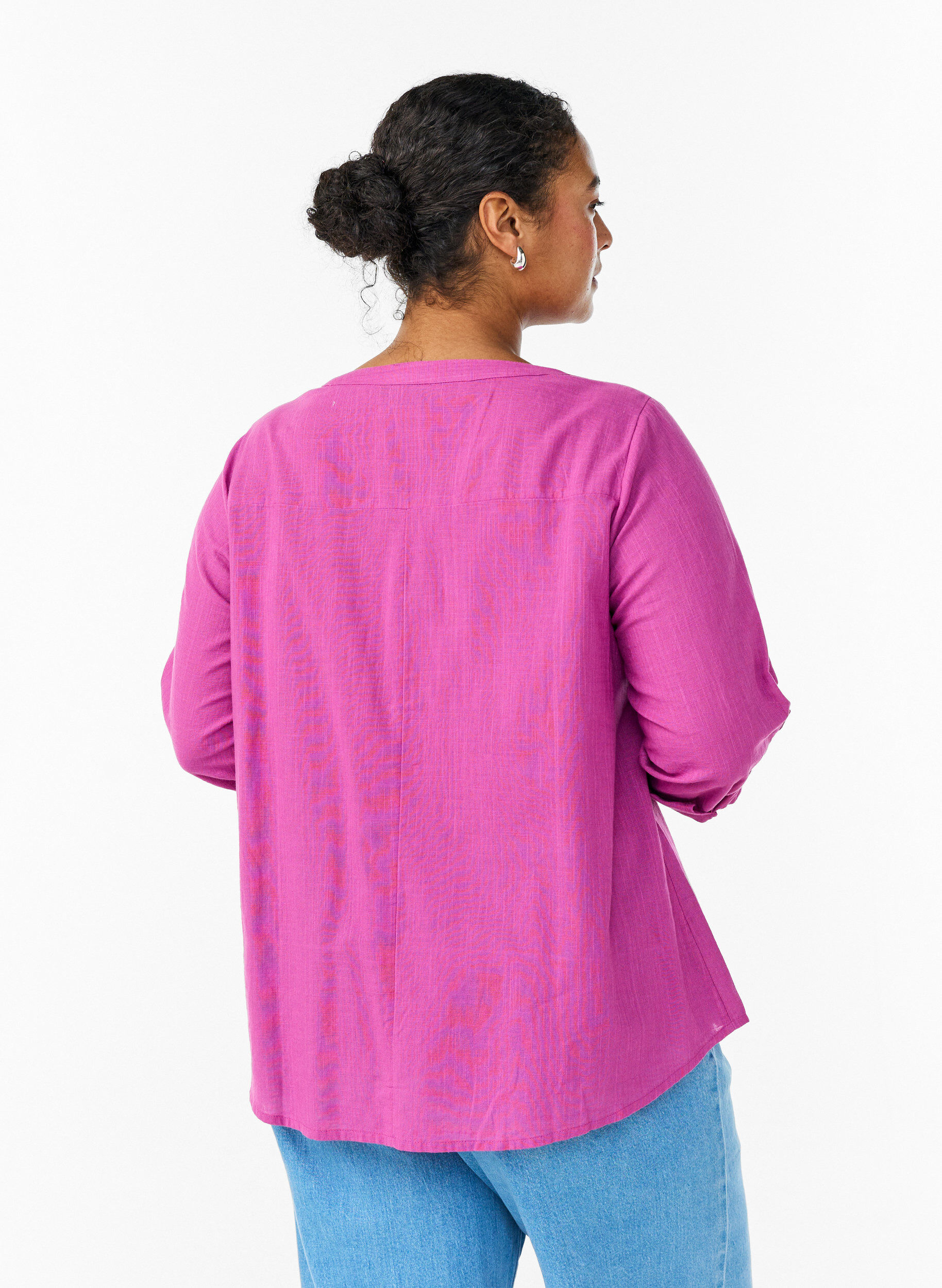 ZizziChemisier en coton avec col en V, Rose, Model image number 2