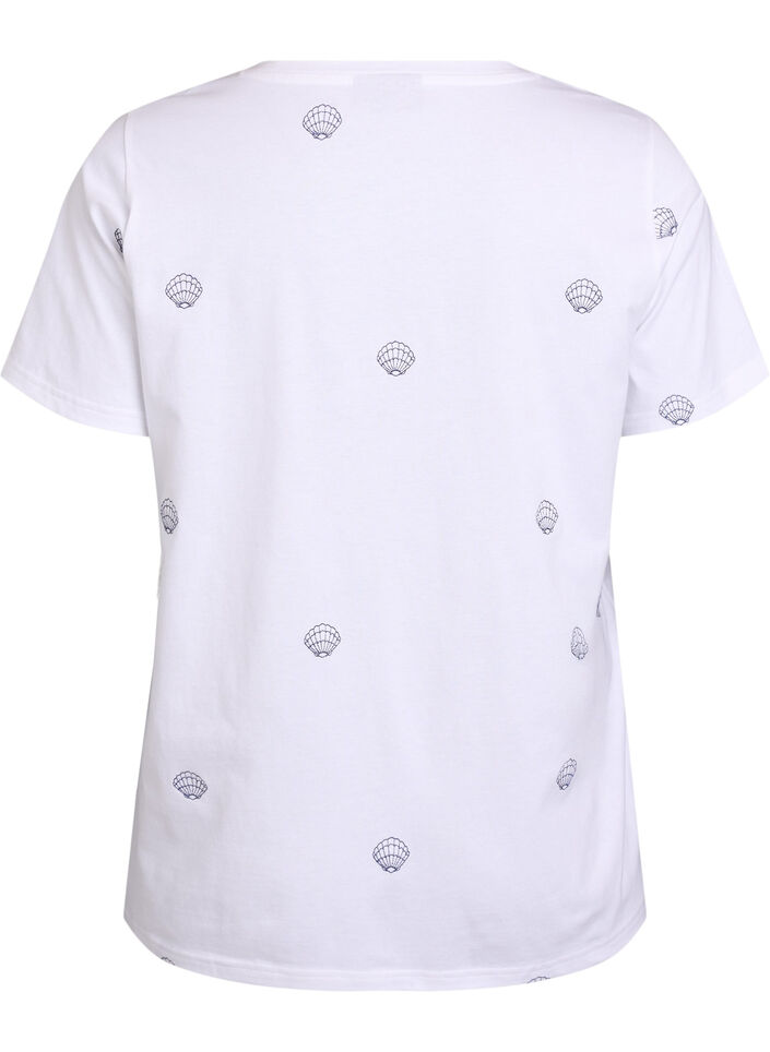 T-shirt en coton biologique avec motifs brod&eacute;s, Blanc, Packshot image number 1