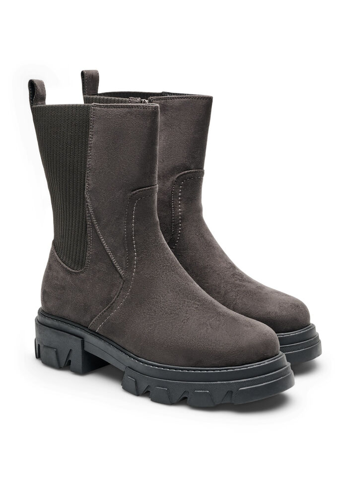 Bottines &agrave; semelle &eacute;paisse en su&eacute;dine, Marron, Packshot image number 1