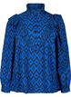 Chemise blouse en viscose avec des détails froncés, True blue w. Black, Packshot image number 0