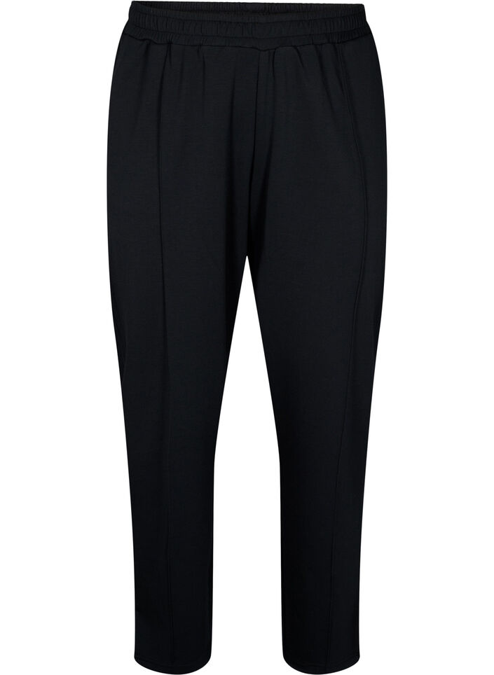 Pantalon en mélange de modal avec fente, Black, Packshot image number 0