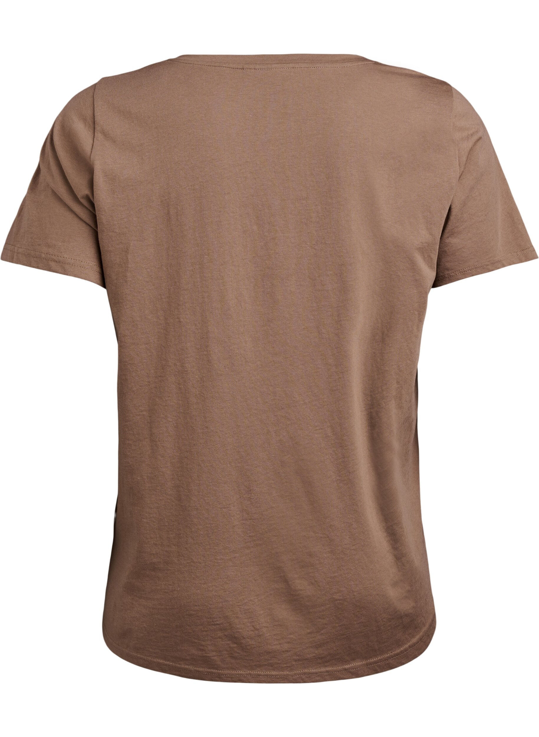Zizzi T-shirt col V, Marron, Packshot image number 1