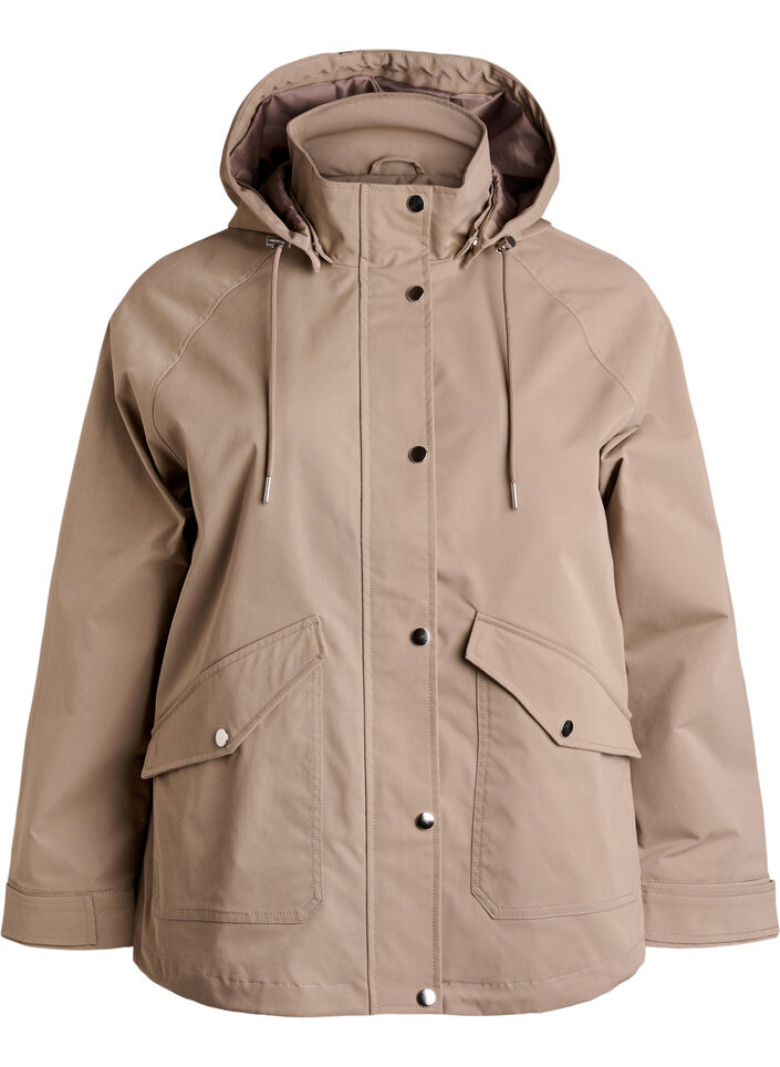 Veste courte de printemps avec capuche amovible, Beige, Packshot image number 0