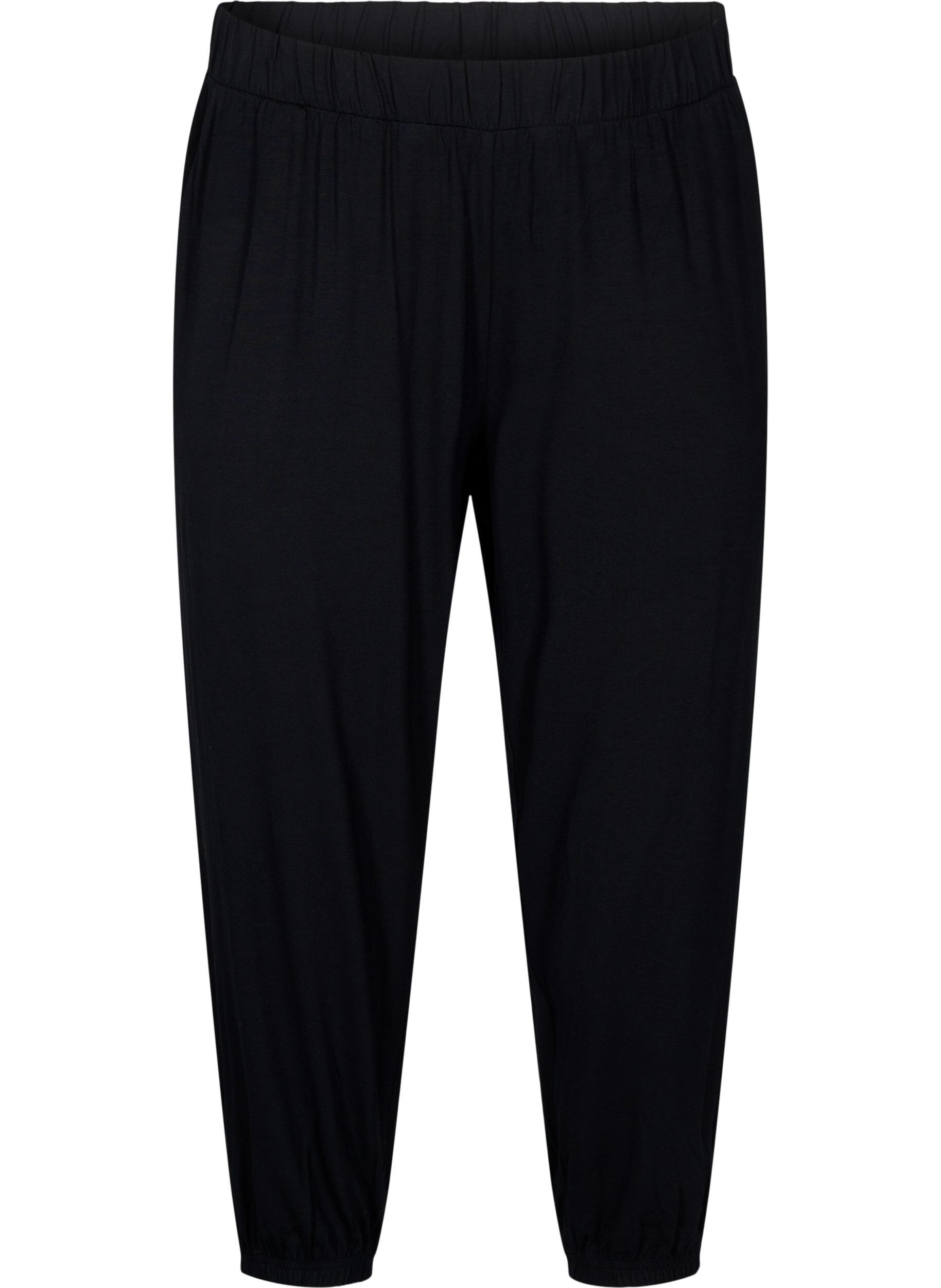 Zizzi Pantalon en jersey 3/4 &agrave; taille haute, Black, Packshot image number 0