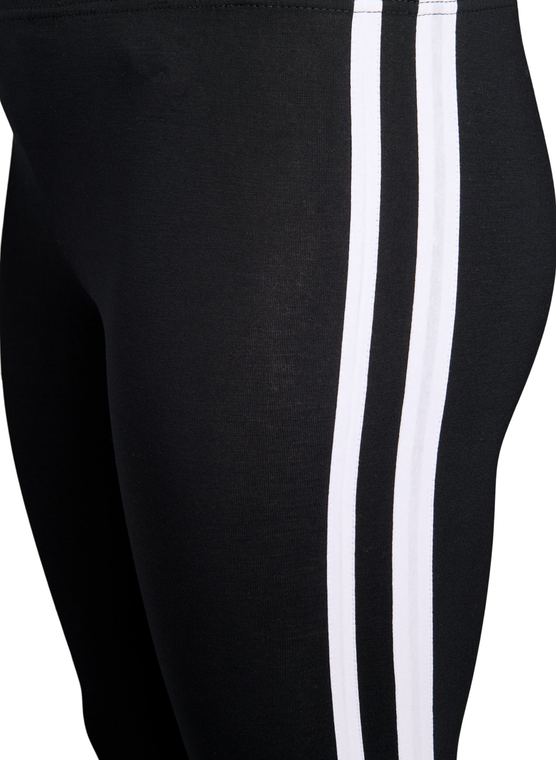 Zizzi Leggings en viscose avec rayures lat&eacute;rales, Black W. Stripe, Packshot image number 2