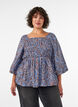 Blouse smock&eacute;e &agrave; encolure carr&eacute;e, Bleu Clair, Model image number 0
