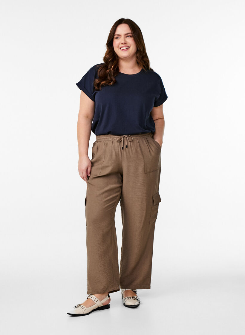 T-shirt à manches courtes en coton mélangé, Bleu, Model image number 1