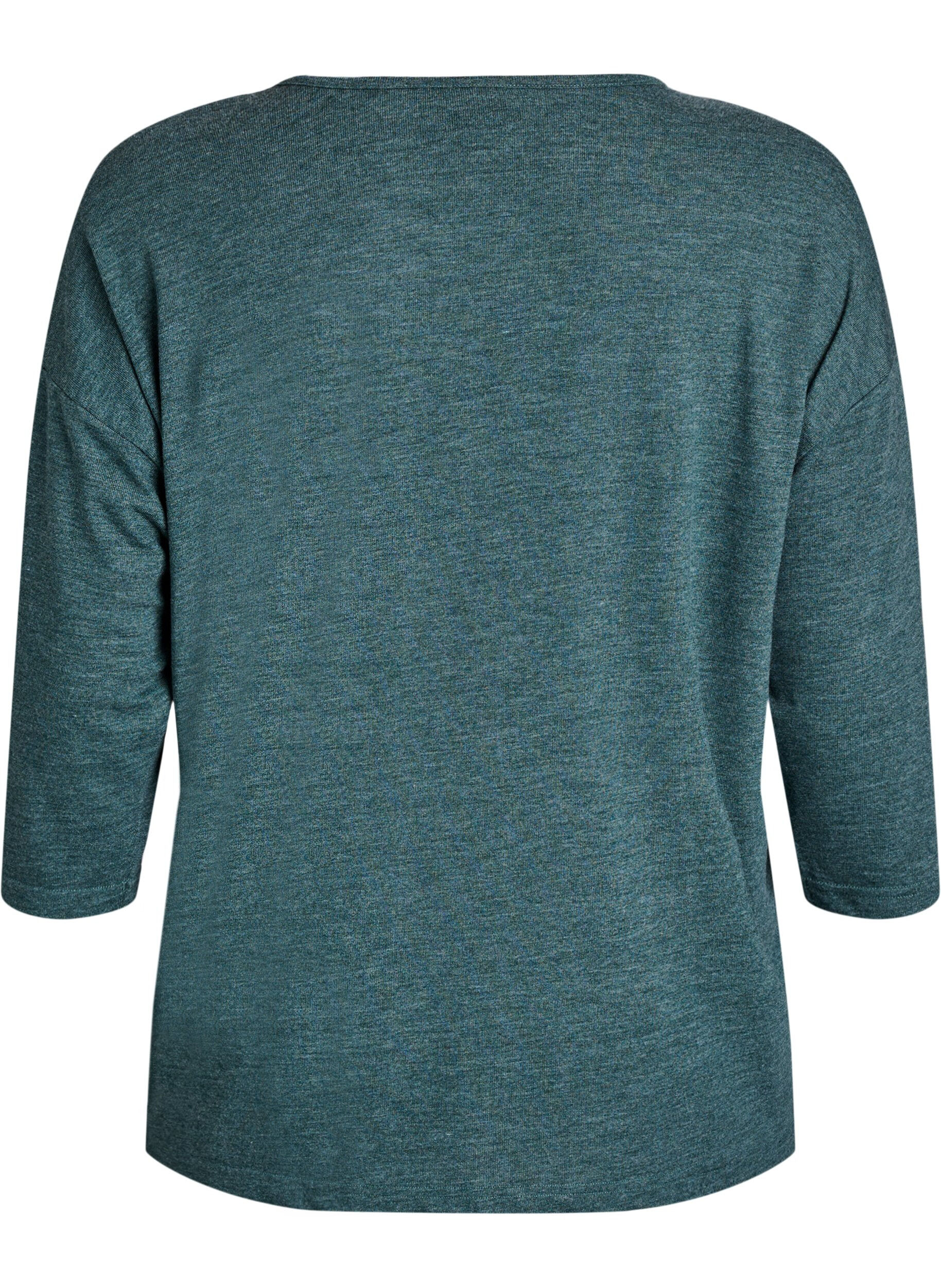 ZizziBlouse en jersey avec manches 3/4, Vert fonc&eacute;, Packshot image number 1