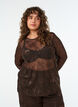 Blouse en mesh avec fleurs et sequins, Marron, Model image number 0