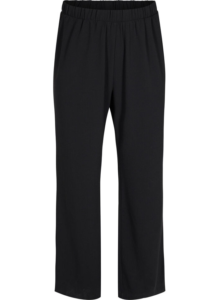 Pantalon &eacute;vas&eacute; avec taille &eacute;lastiqu&eacute;e, Noir, Packshot image number 0
