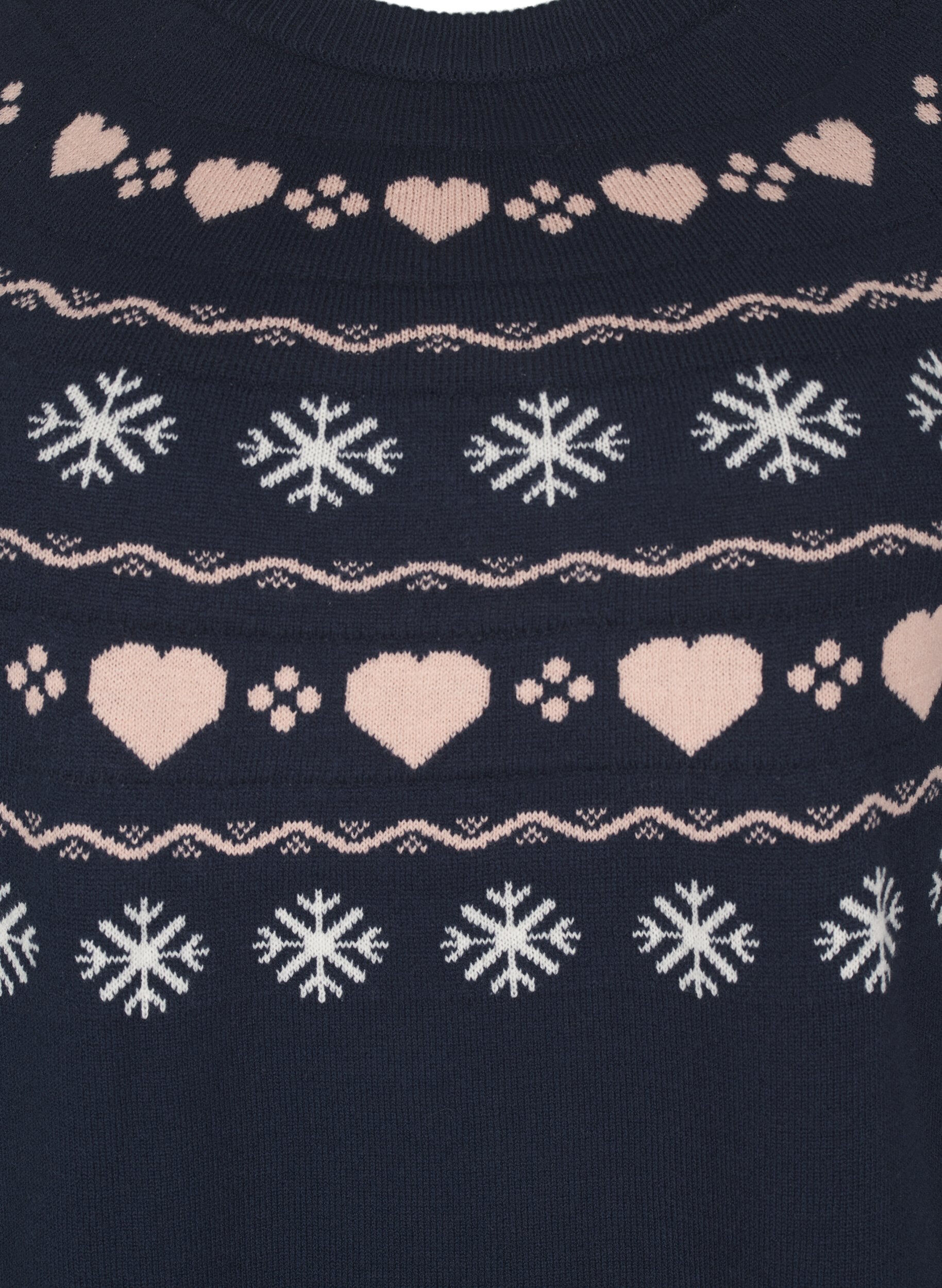 Zizzi Haut tricot&eacute; &agrave; manches longues avec motif de No&euml;l, Navy Blazer Comb, Packshot image number 2