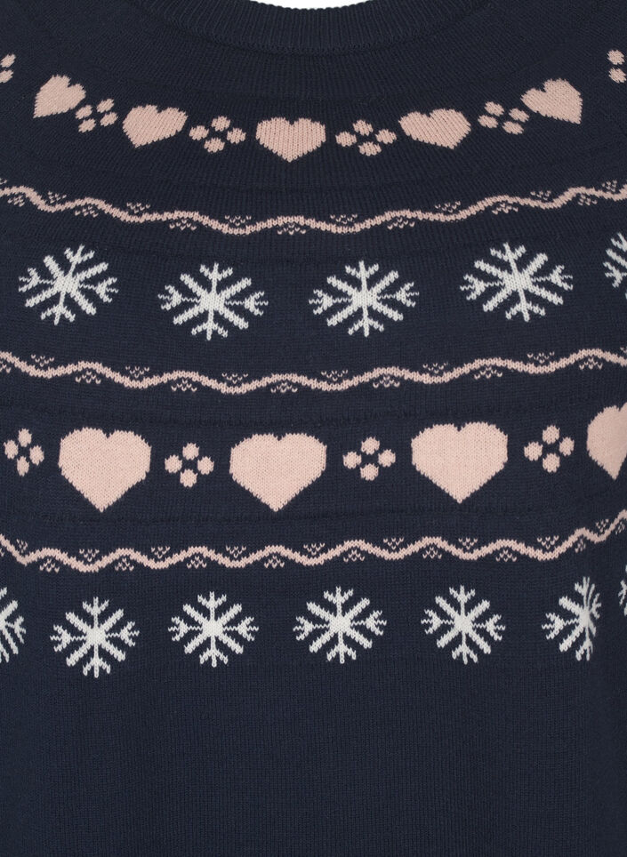 Haut tricoté à manches longues avec motif de Noël, Navy Blazer Comb, Packshot image number 2