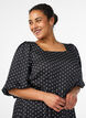 Robe midi &agrave; pois avec encolure carr&eacute;e, Noir, Model image number 2