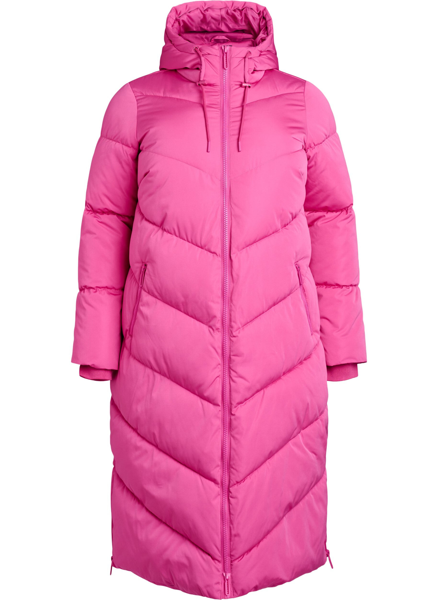ZizziDoudoune longue avec capuche et poches, Rose, Packshot image number 0