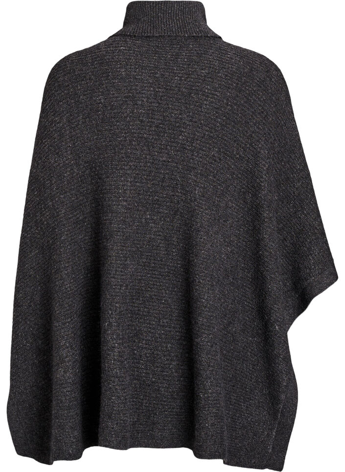 Poncho à col roulé avec détail boutonné, Gris anthracite, Packshot image number 1