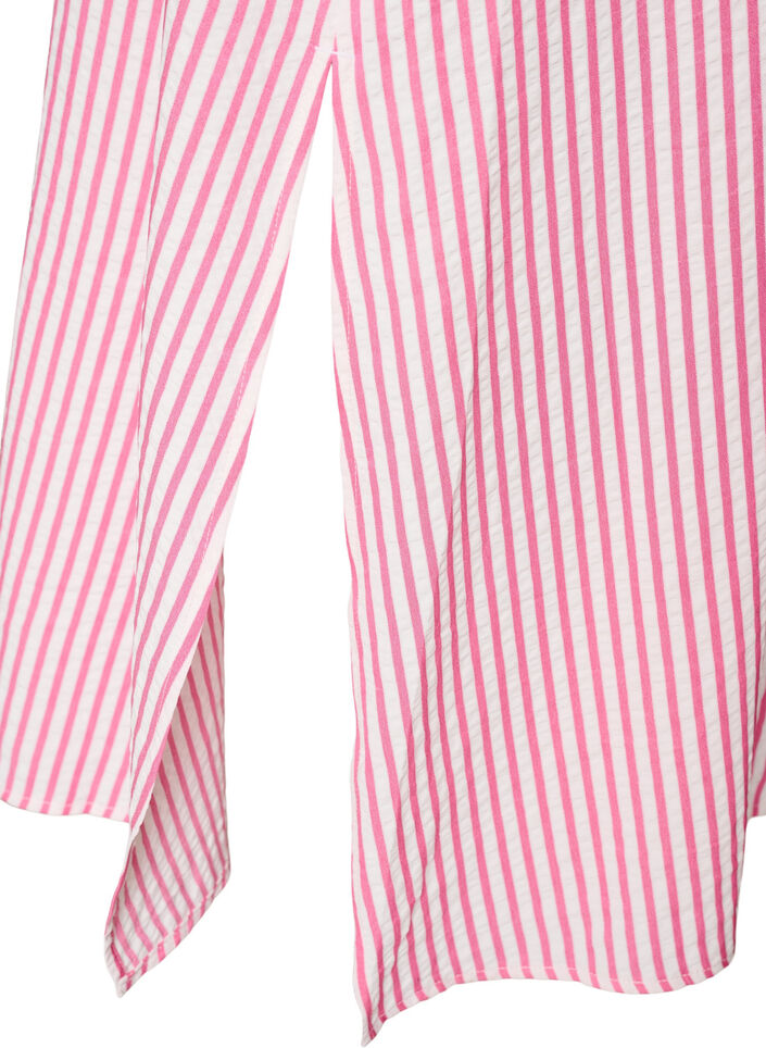 Robe-chemise longue jusqu&rsquo;aux chevilles avec ceinture &agrave; nouer et rayures, Rose, Packshot image number 3