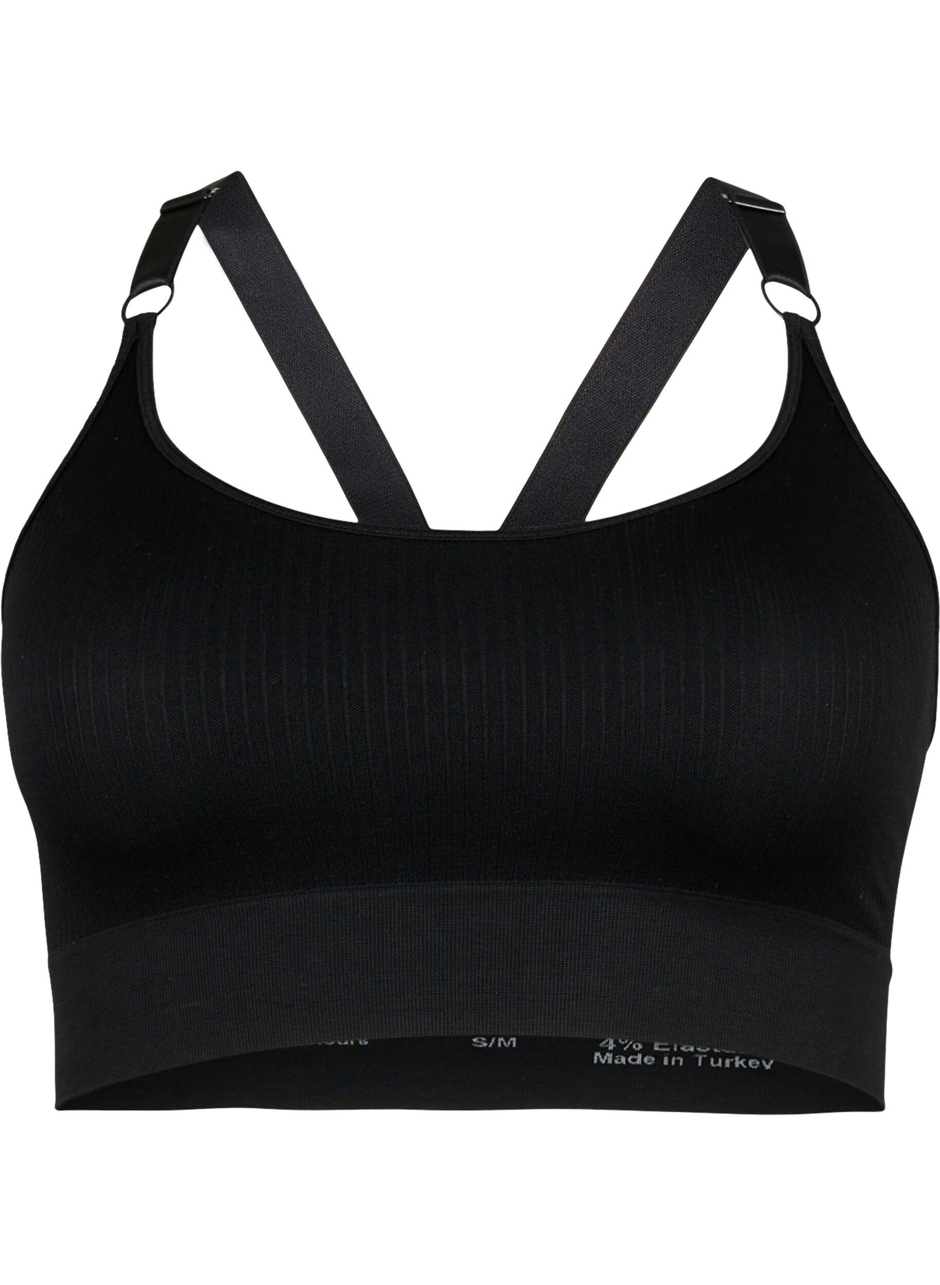 Zizzi Soutien-gorge de sport sans coutures, Black, Packshot image number 0