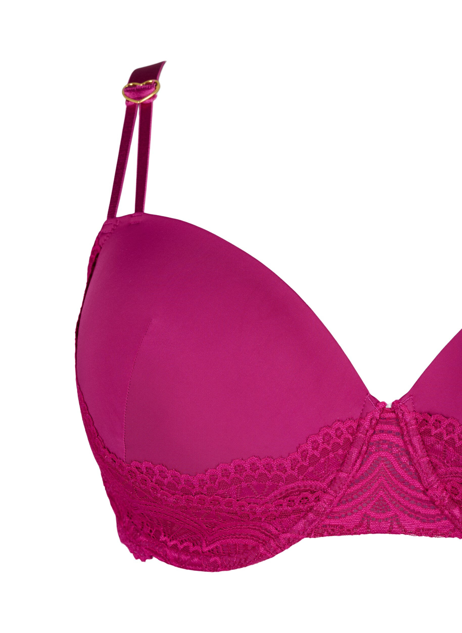 Zizzi Soutien-gorge moul&eacute; avec dentelle, Bordeaux, Packshot image number 2