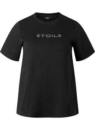 T-shirt en coton biologique avec texte, Black ÉTOILE, Packshot image number 0