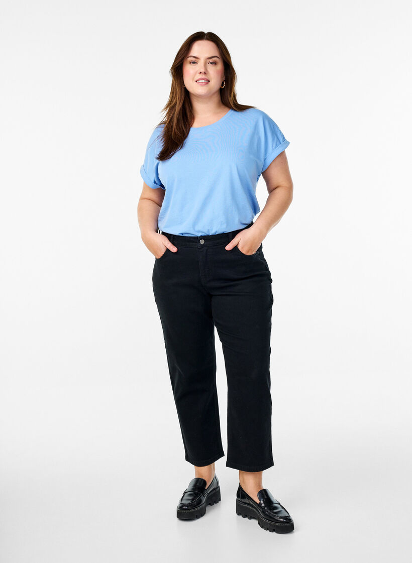 Vera jeans cropped &agrave; coupe droite, Noir, Model image number 0