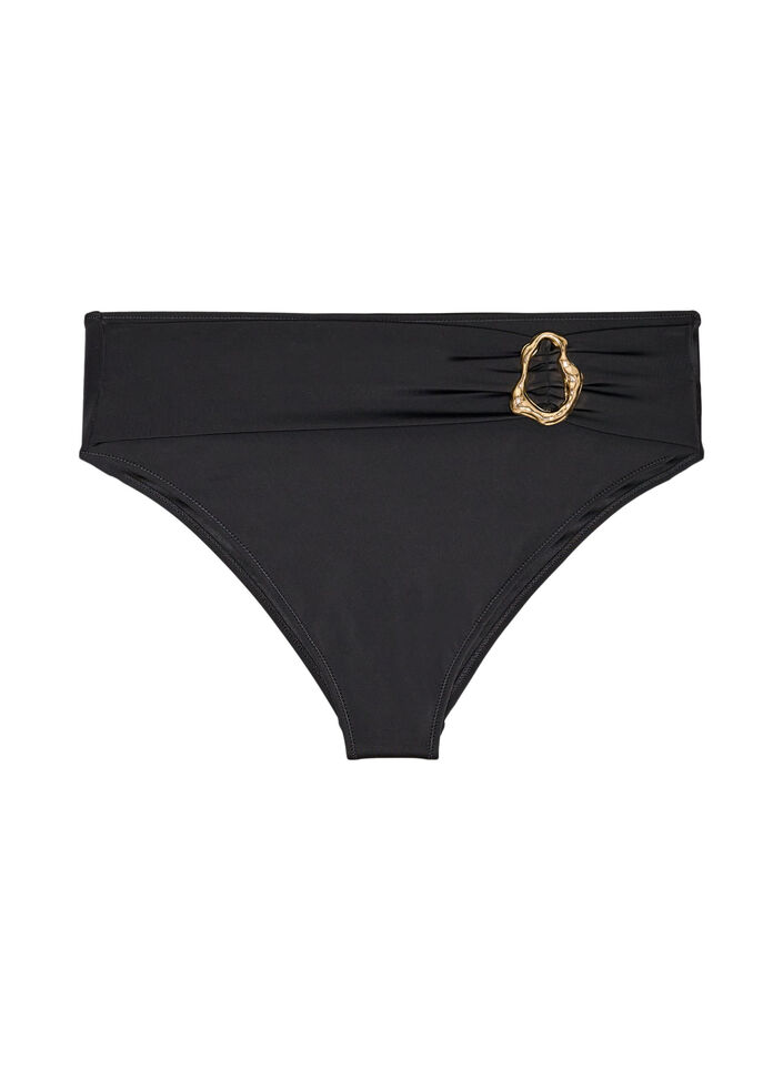 Bas de bikini Tai taille haute avec d&eacute;tail dor&eacute;, Noir, Packshot image number 0