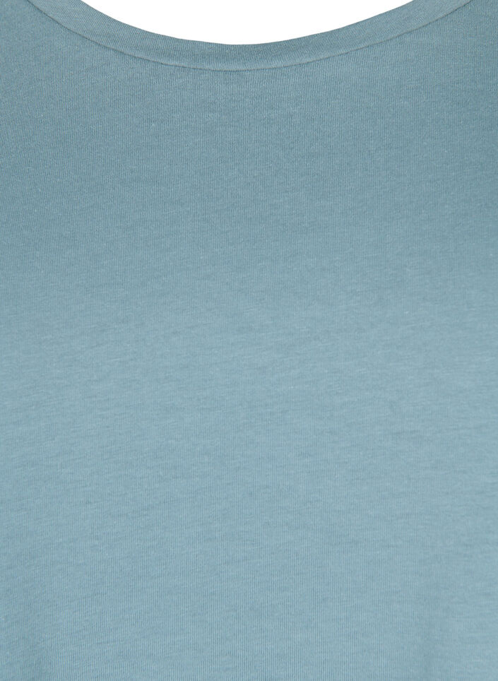 T-shirt &agrave; manches courtes en coton m&eacute;lang&eacute;, Bleu, Packshot image number 2