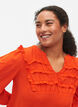 Blouse à manches longues avec des détails froncés., Orange.com, Model image number 2