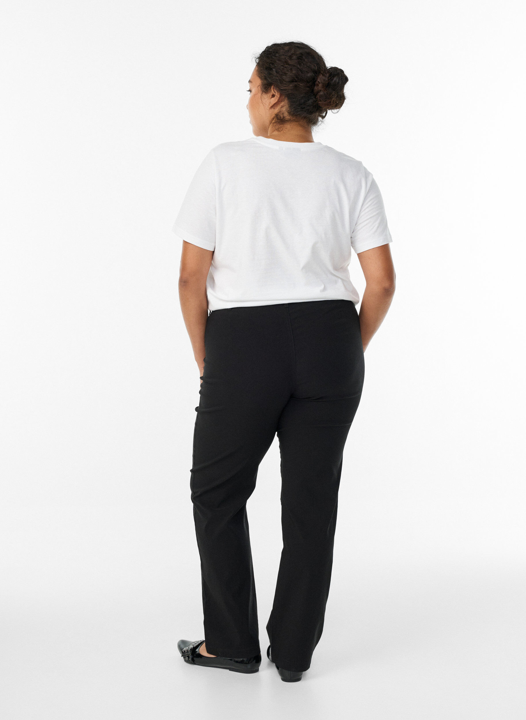 Zizzi Pantalon classique en viscose m&eacute;lang&eacute;e, Noir, Model image number 2